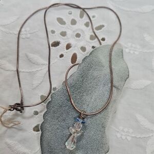 Sterling Silver and Crystal Angel Necklace Made in Italy